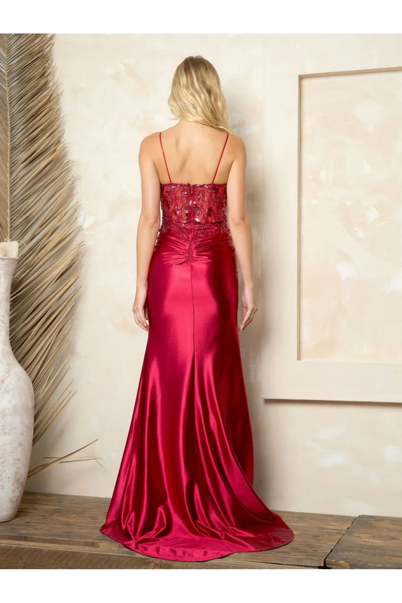 Eva USA 5256 Long Fitted Beaded Formal Prom Dress