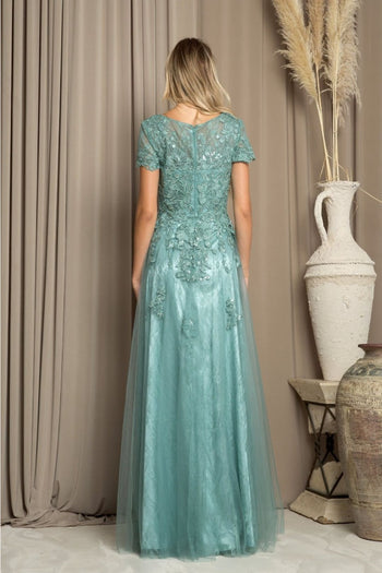 Eva USA 5261 Monochrome Applique Tulle Mother of the Bride Gown - Dress