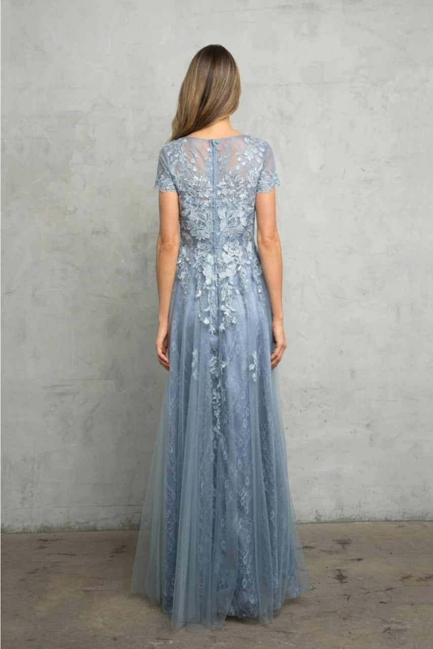 Eva USA 5261 Monochrome Applique Tulle Mother of the Bride Gown - Dress