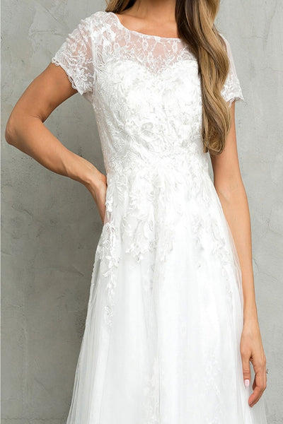 Eva USA 5261B Off-White Sequin Detailed A-Line Wedding Gown - Dress