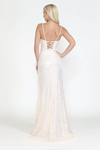 Poly USA 8720 Fitted Long Sequin Dress with Slit