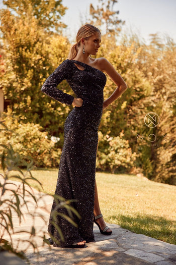 Nox Anabel Black Sequin Fitted / Bodycon Long Formal Dresses