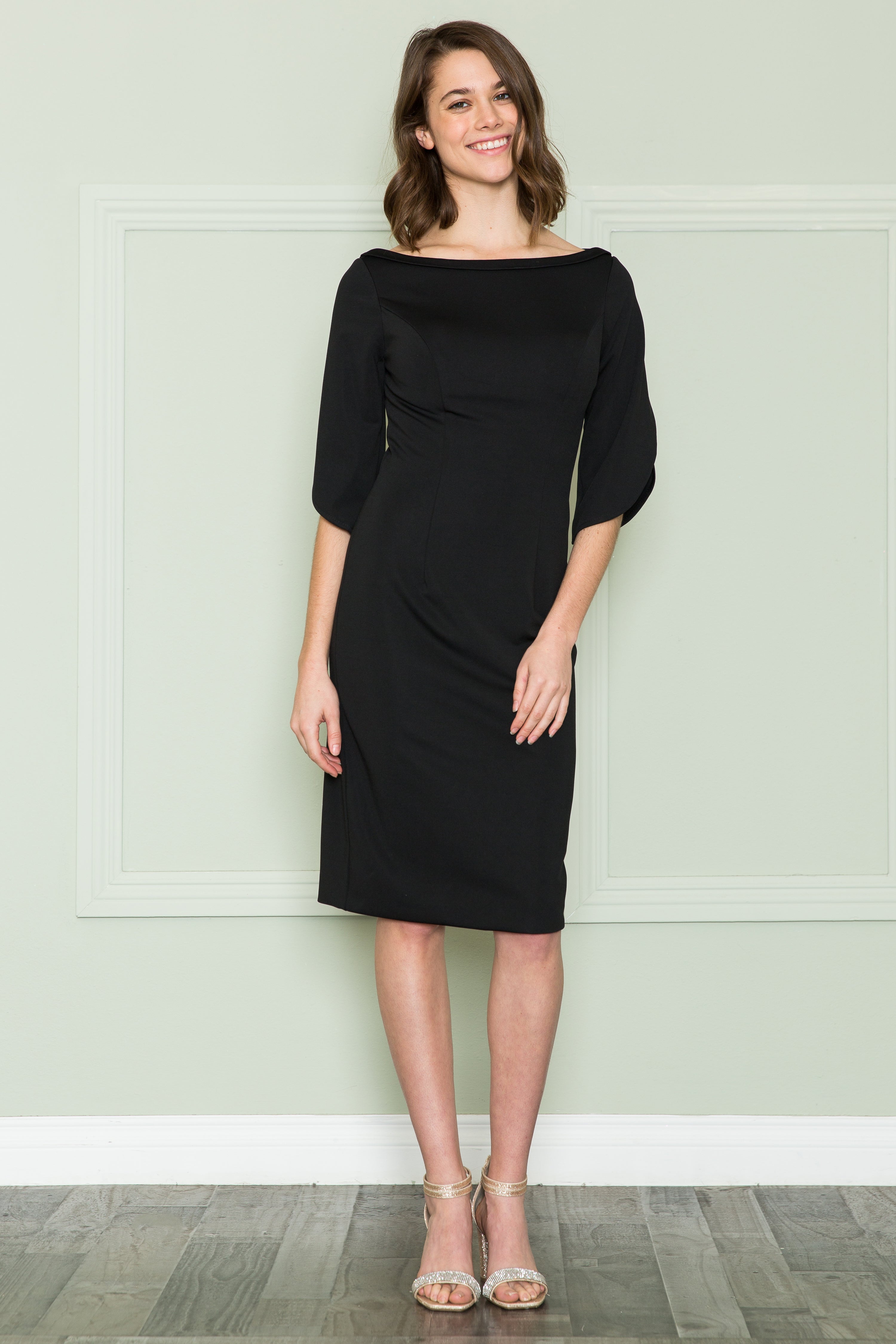 Poly USA 8772 Fitted Short Mid-Sleeve Jersey Dress