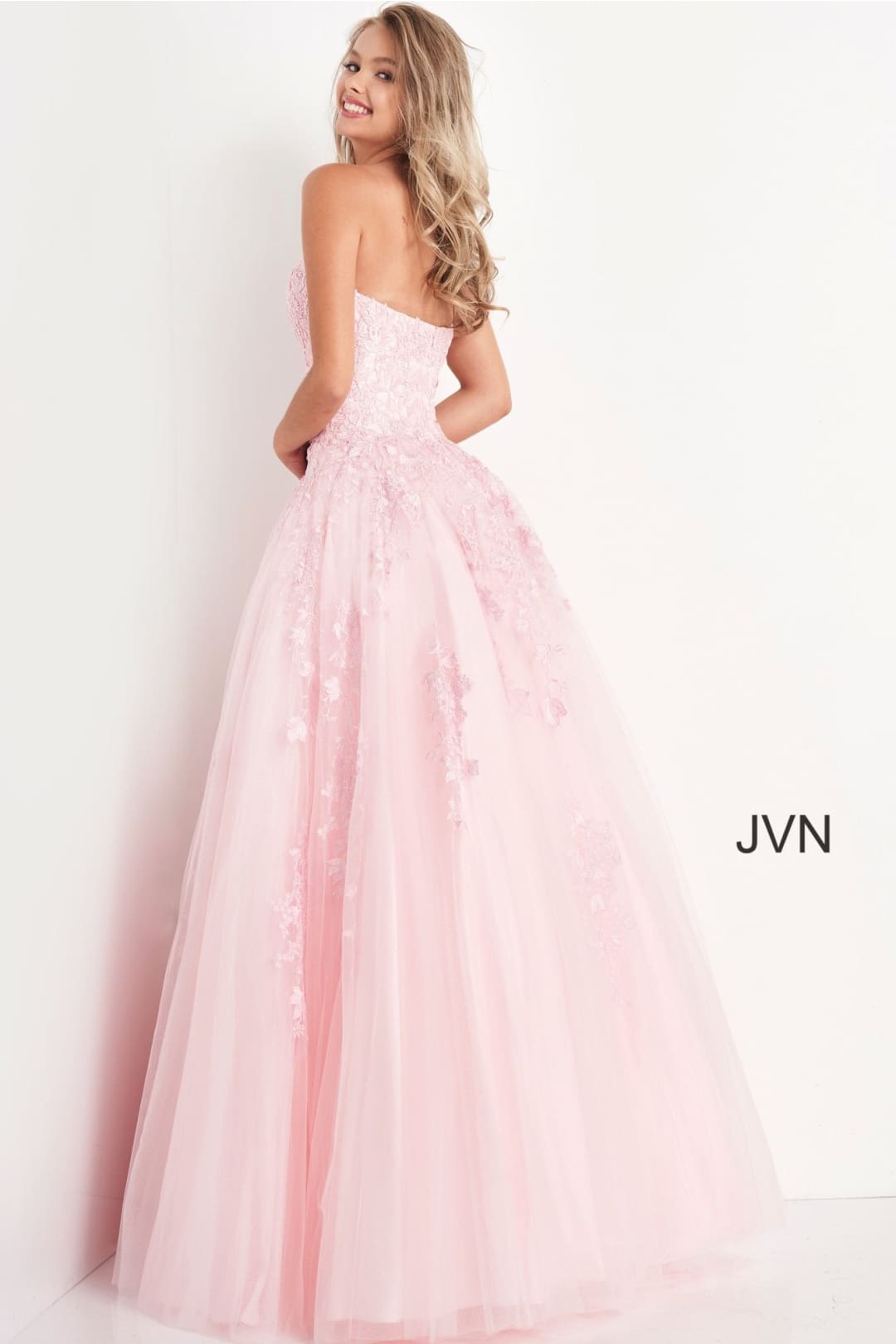 Floral Applique Strapless A-line Gown by Jovani 1831 - Long Formal Dresses
