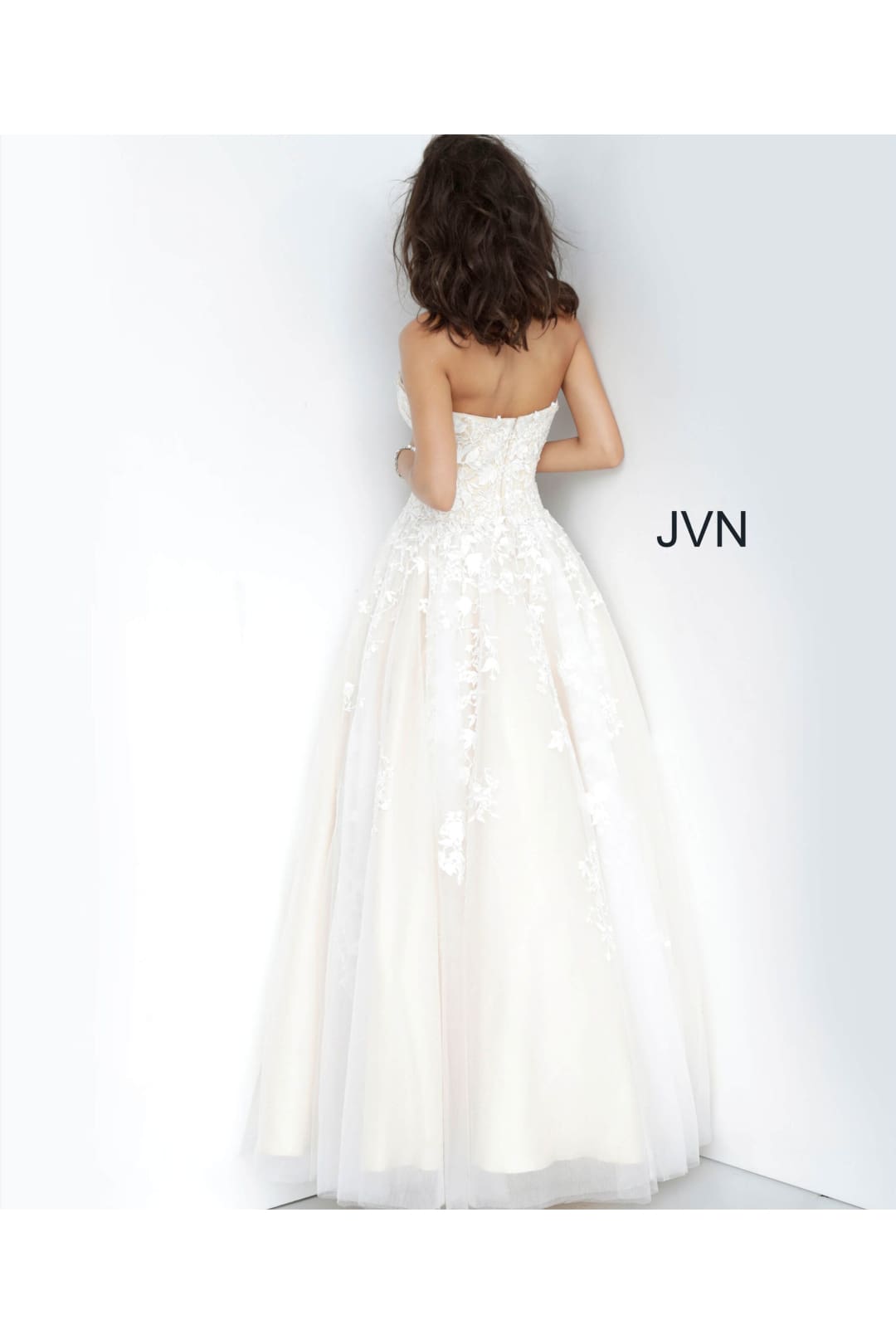 Floral Applique Strapless A-line Gown by Jovani 1831 - Long Formal Dresses