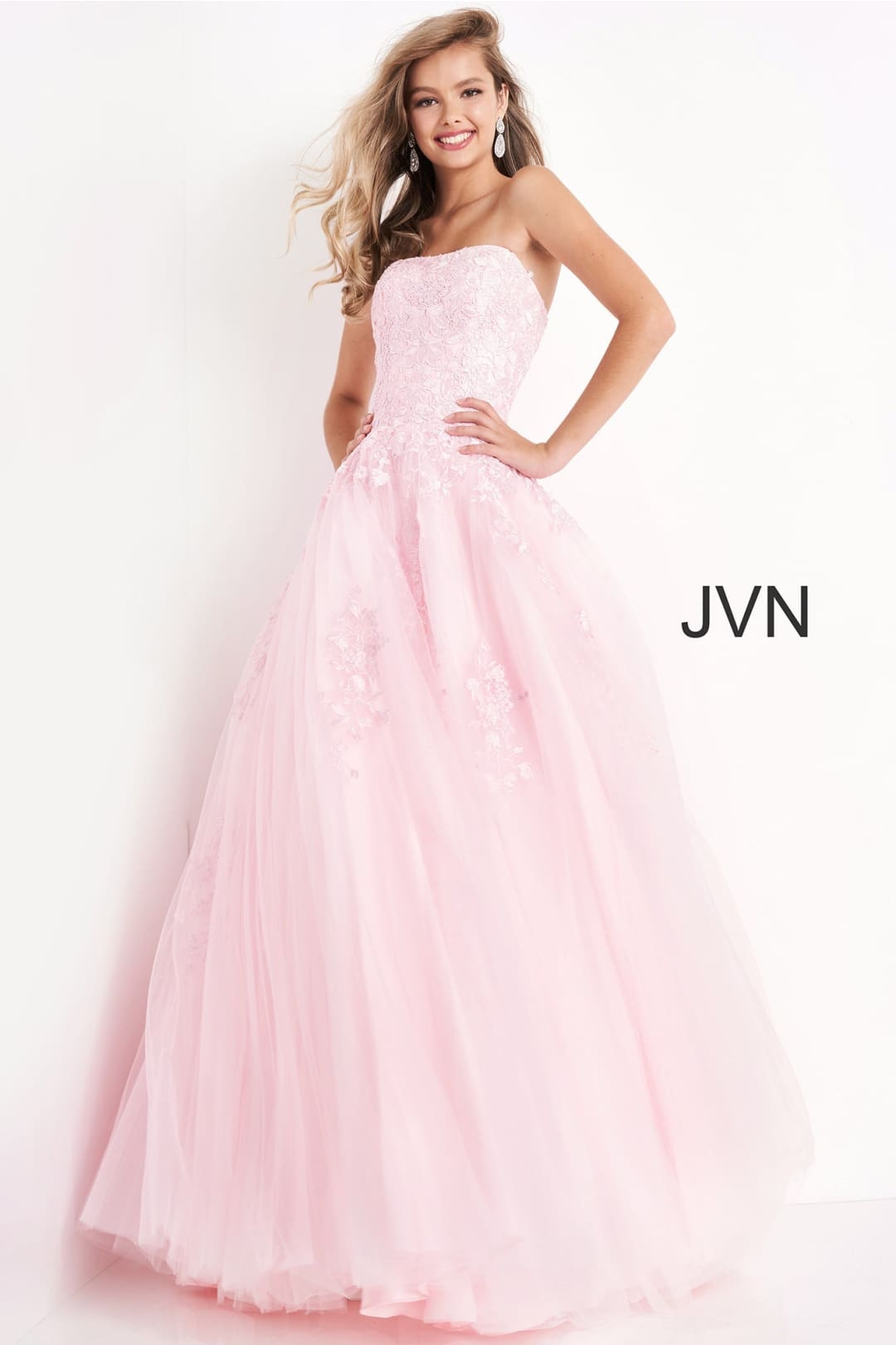 Floral Applique Strapless A-line Gown by Jovani 1831 - Long Formal Dresses