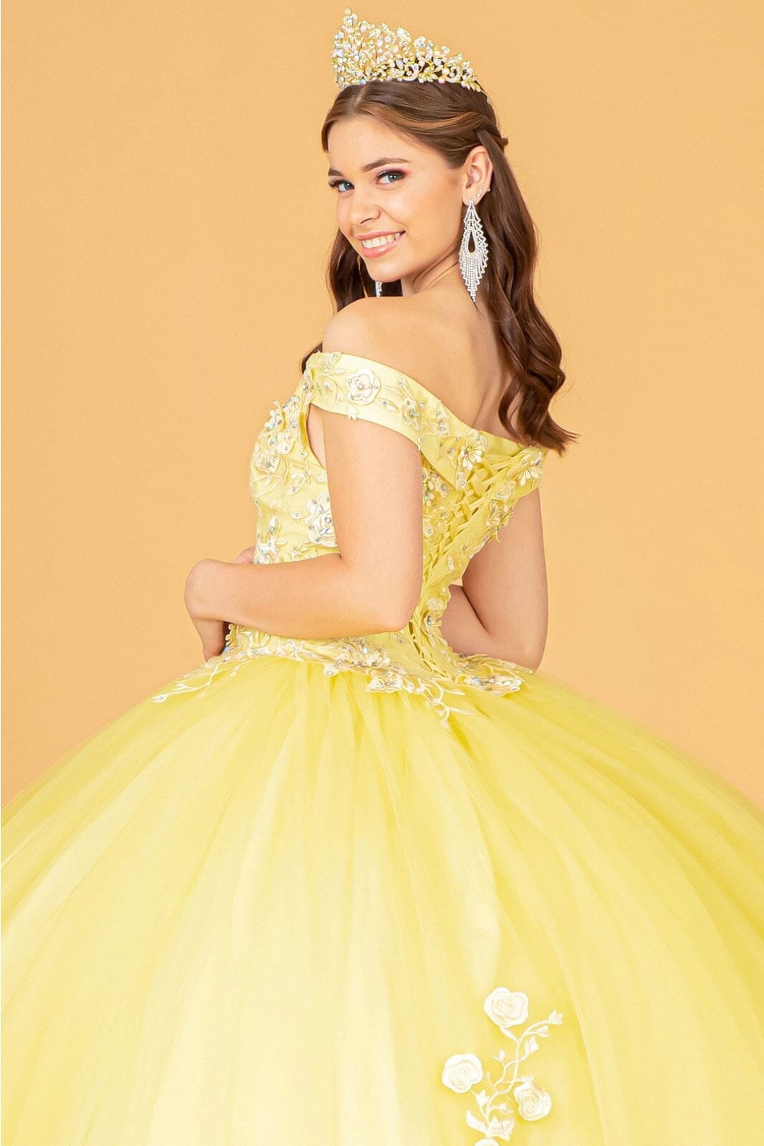 Floral Embroidered Off Shoulder Ball Gown by Elizabeth K GL2802 - Quinceanera Dresses