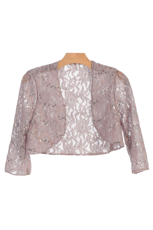 Formal Bolero Long Sleeve Lace Jacket - The Dress Outlet