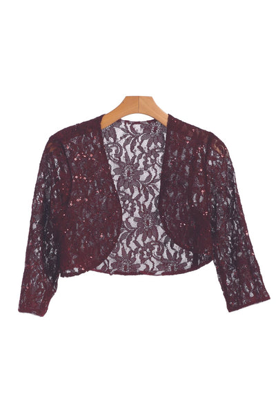Formal Bolero Long Sleeve Lace Jacket - The Dress Outlet