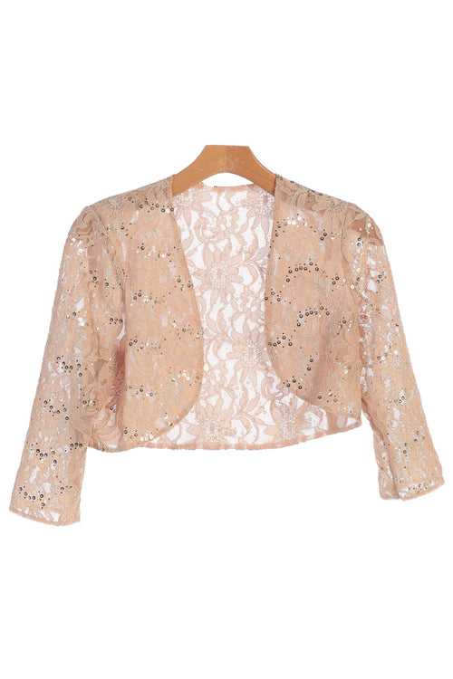 Formal Bolero Long Sleeve Lace Jacket - The Dress Outlet