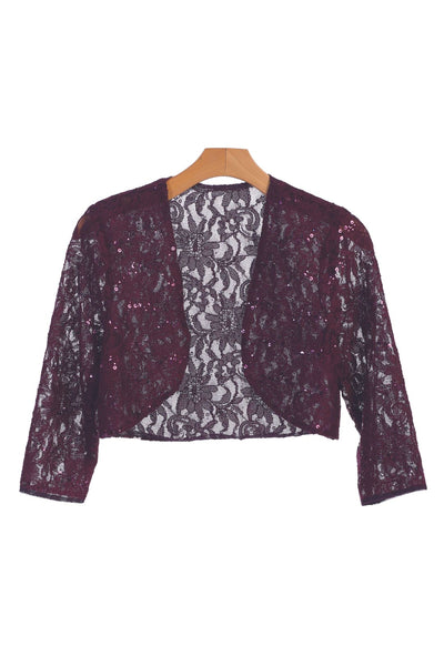 Formal Bolero Long Sleeve Lace Jacket - The Dress Outlet