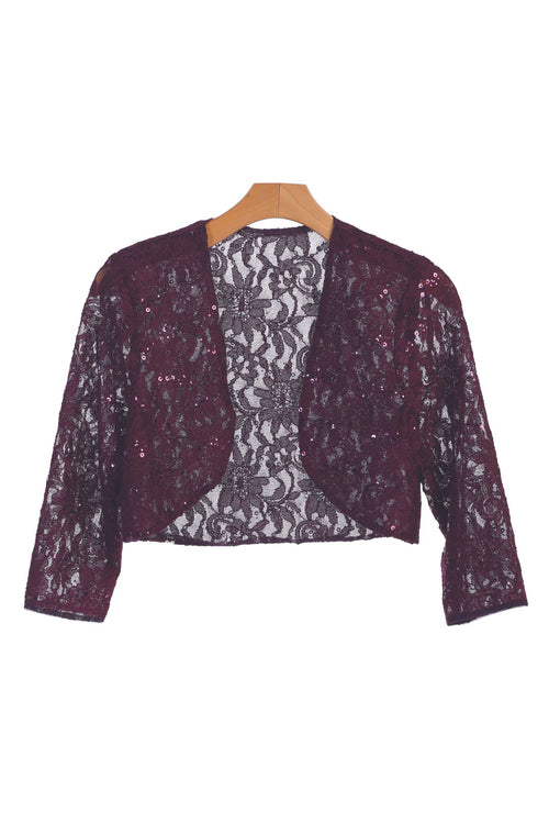 Formal Bolero Long Sleeve Lace Jacket - The Dress Outlet