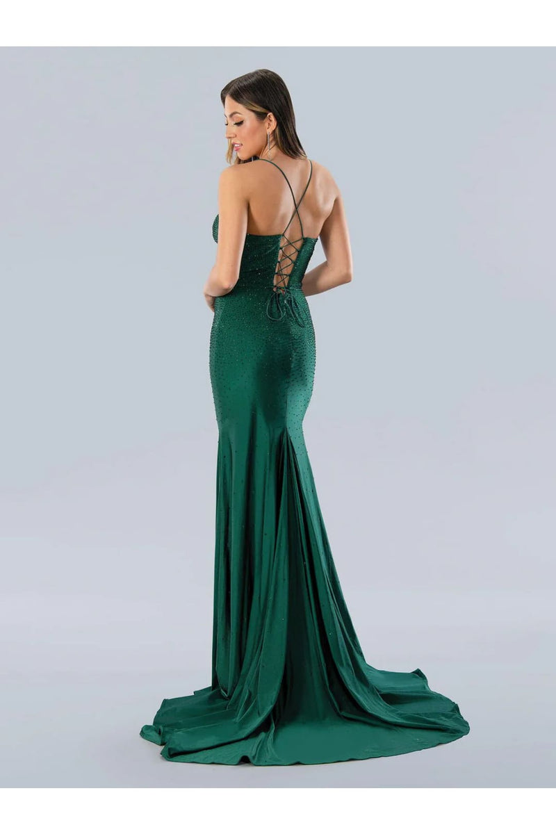 teal and fuchsia bridesmaid dresses Pistachio Evening Gown Fuchsia Petal Detail main image 0