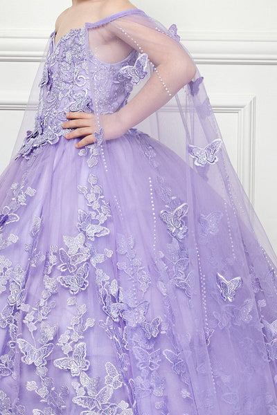 Girls 3D Butterfly Cape Ball Gown by Bella Princess PK1001