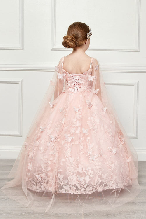 Girls 3D Butterfly Cape Ball Gown by Bella Princess PK1001