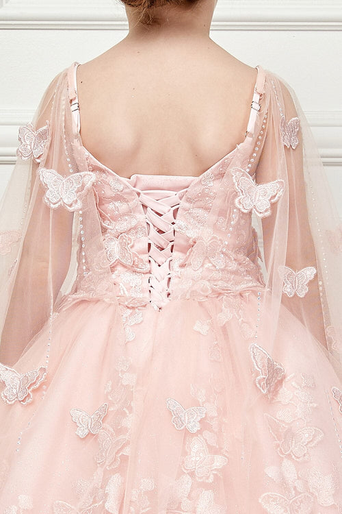 Girls 3D Butterfly Cape Ball Gown by Bella Princess PK1001