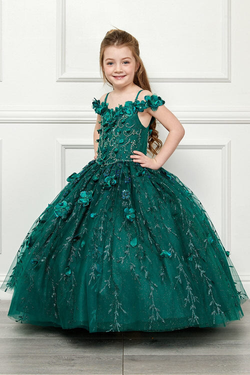 Girls 3D Floral Cloak Ball Gown by Bella Princess PK1004