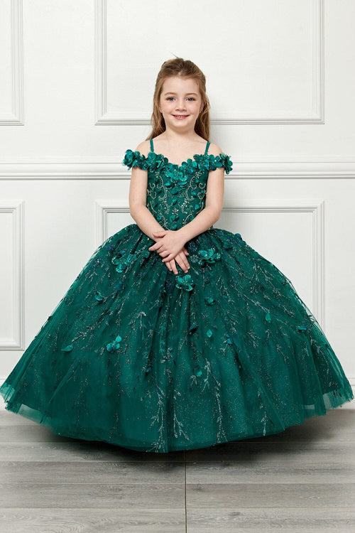 Girls 3D Floral Cloak Ball Gown by Bella Princess PK1004