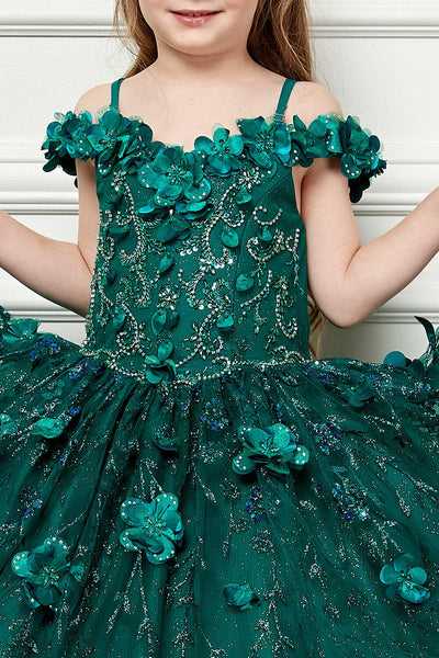 Girls 3D Floral Cloak Ball Gown by Bella Princess PK1004