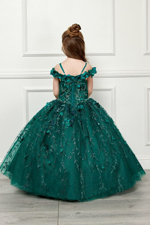 Girls 3D Floral Cloak Ball Gown by Bella Princess PK1004