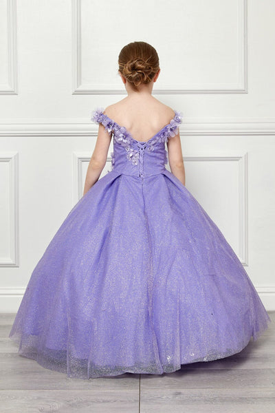 Girls 3D Floral Glitter Cloak Ball Gown by Bella Princess PK1002