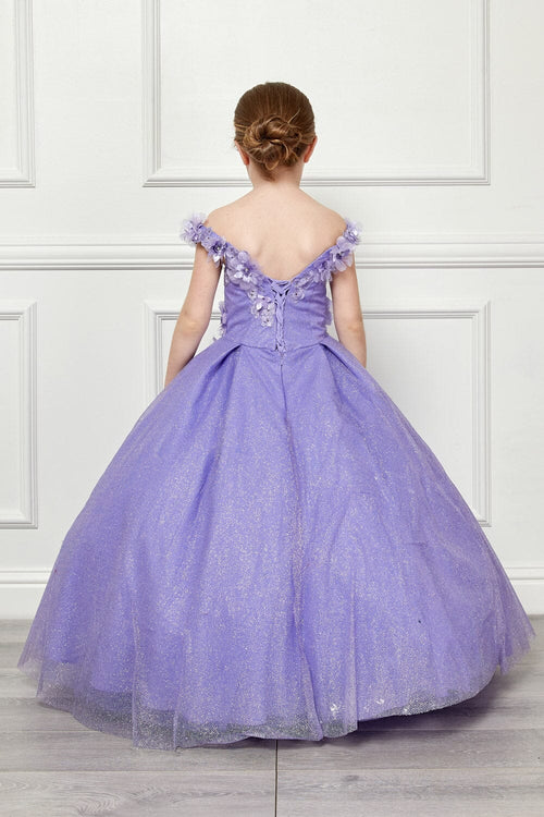 Girls 3D Floral Glitter Cloak Ball Gown by Bella Princess PK1002