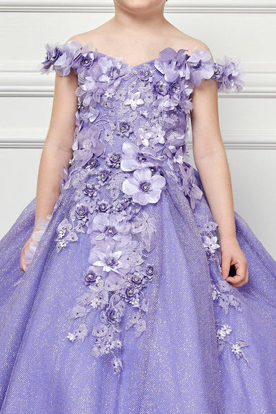 Girls 3D Floral Glitter Cloak Ball Gown by Bella Princess PK1002