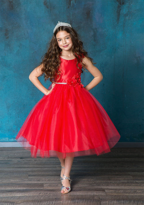 Calla D802 3D Floral Sleeveless Tea-Length Dress