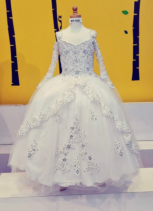 Calla KY229 Girls Lace Bell Sleeve Ball Gown