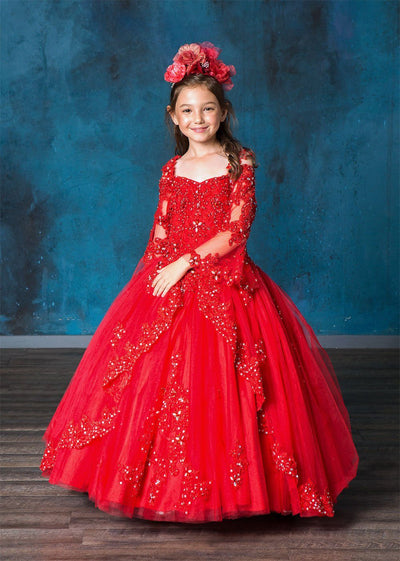 Calla KY229 Girls Lace Bell Sleeve Ball Gown
