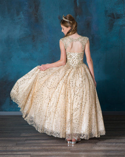 Calla KY226 Sequin Glitter Cap Sleeve Ball Gown