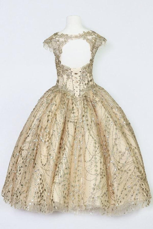 Calla KY226 Sequin Glitter Cap Sleeve Ball Gown