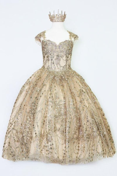 Calla KY226 Sequin Glitter Cap Sleeve Ball Gown