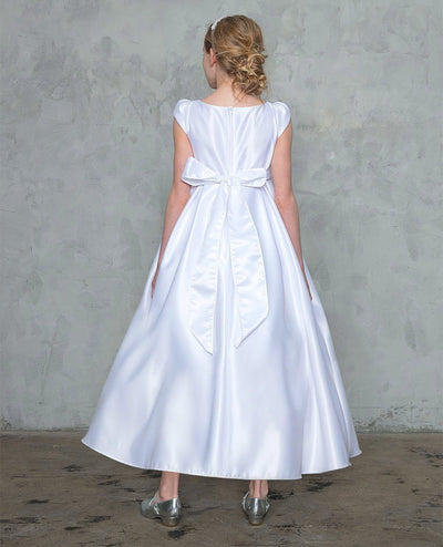 Calla D786 Short-Sleeved Girls' Dress with Beaded Ribbon Waistband