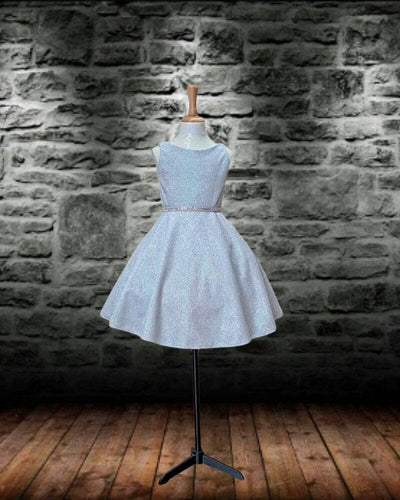 Girls' Short Sleeveless Metallic Glitter Dress by Calla D817