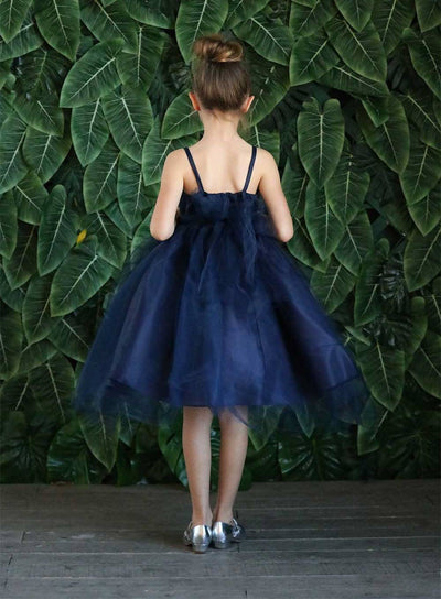 Calla D778 Girls Sleeveless Tulle Dress with Leaf Lace Appliques