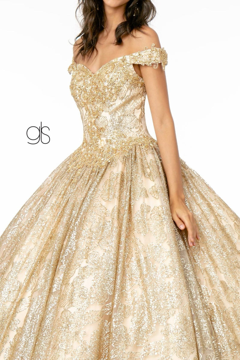 Off The Shoulder Glitter Ball Gown Sweet 16 Dress Y54