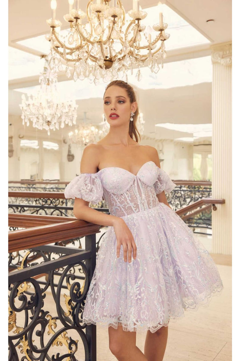 Snow Lilac Bridesmaid Dresses-Inexpensive Glitter Print by Juliet 891 Snow Lilac / XL