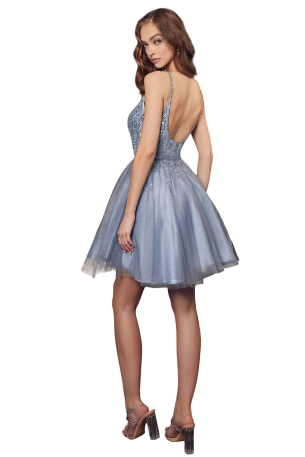 Glitter Tulle Cocktail Dress 2025 Sparkling Party Dress - Smoky Blue / XS - Prom