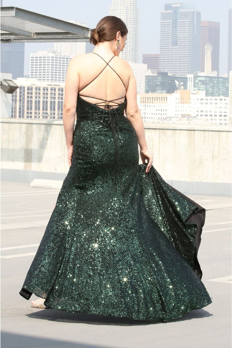 Gown for New Year's Eve in Hunter Green Style RQ7852 Party Dress