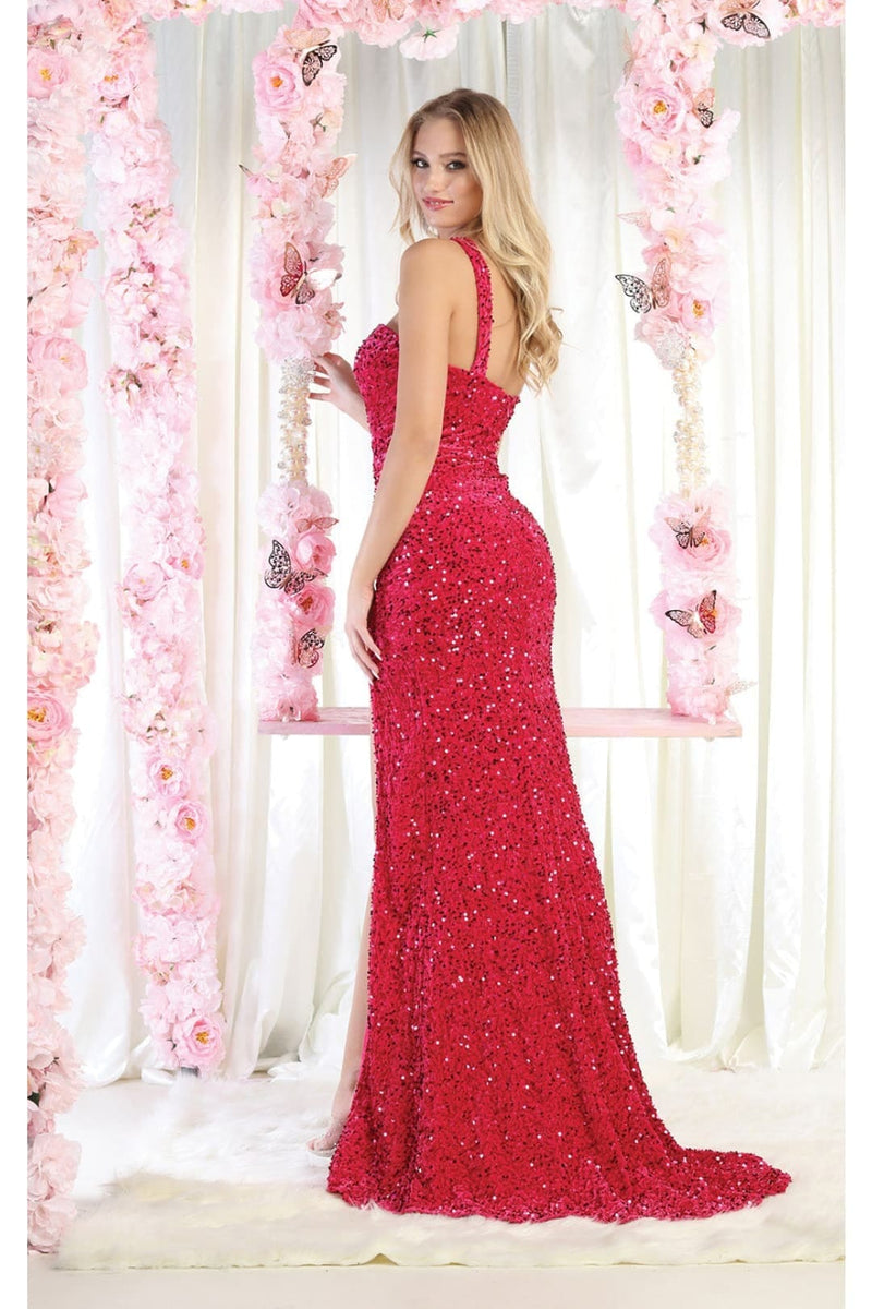 red off the shoulder dress long sleeve Sequin Long Sleeve Off Shoulder Mermaid Maxi Dress - Red