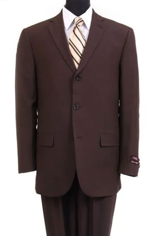 Groomsmen - Men’s Basic Three Button Poplin Suit in Brown - Brown / 34 Short - Suit