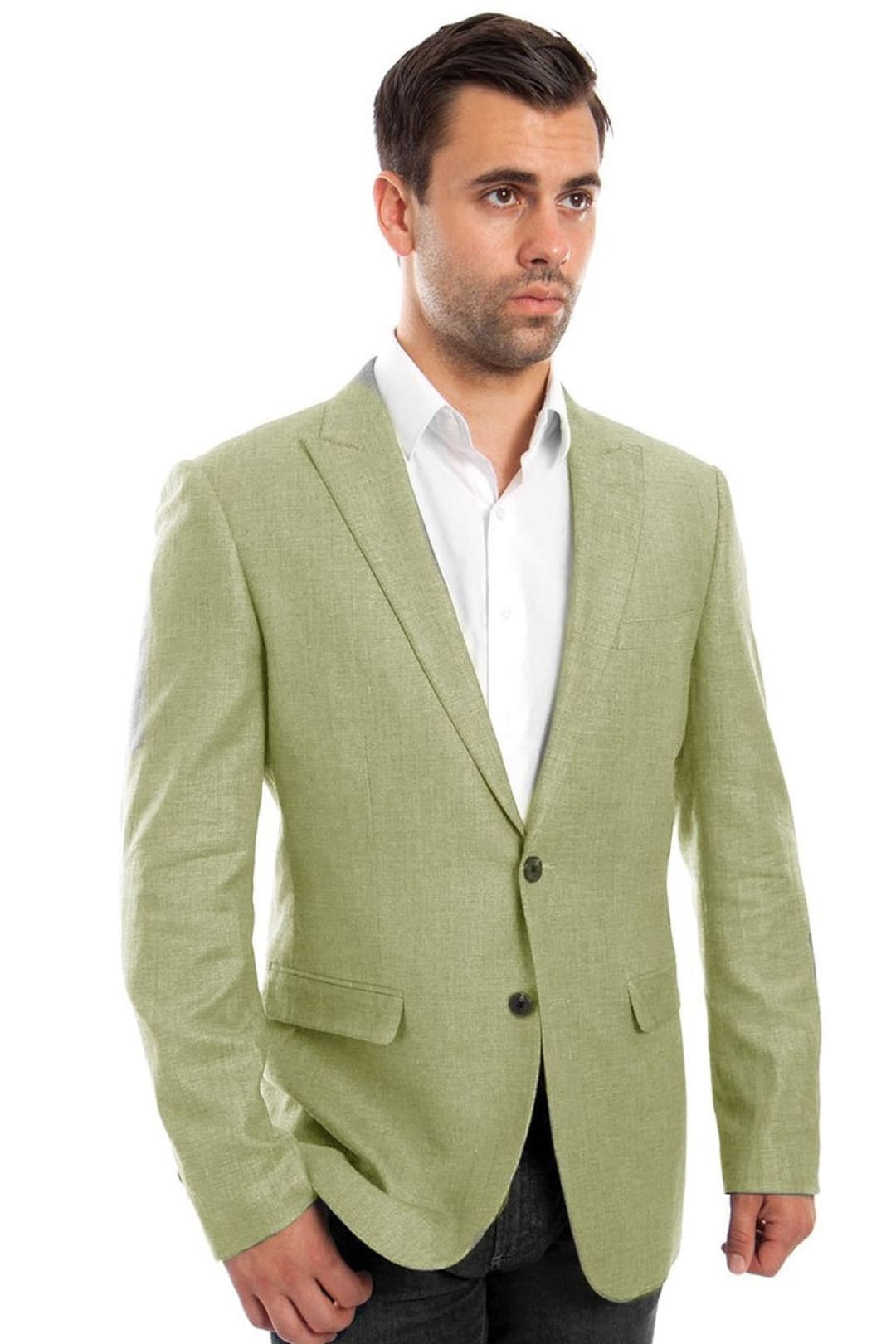 Groomsmen - Men’s Two Button Summer Linen Blazer in Mint Green - Green / 34 Short - Blazer