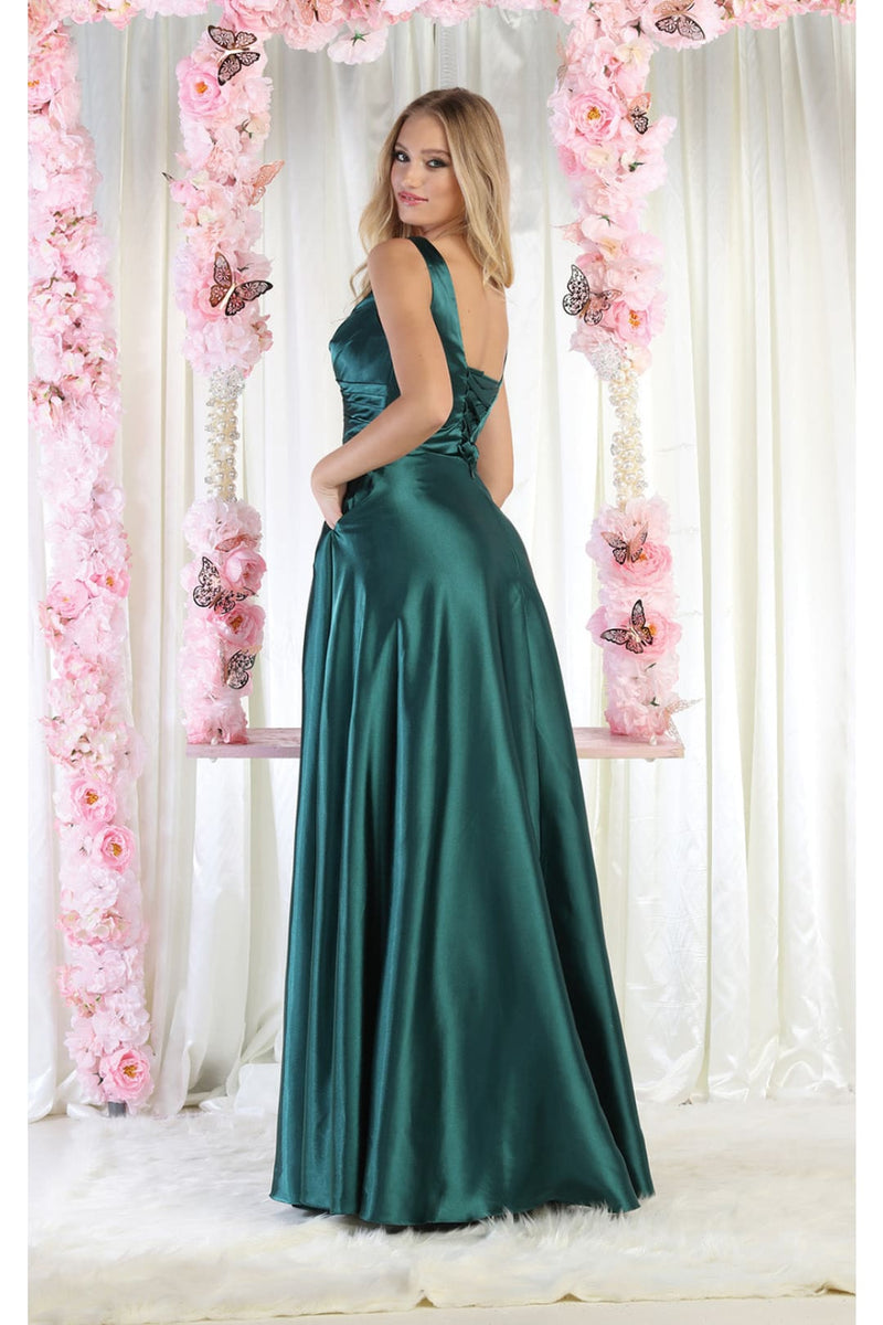 Hunter Green Christmas & Holiday Dress in Satin By May Queen MQ1994 Hunter Green Christmas & Holiday Dress in Satin By May Queen MQ1994