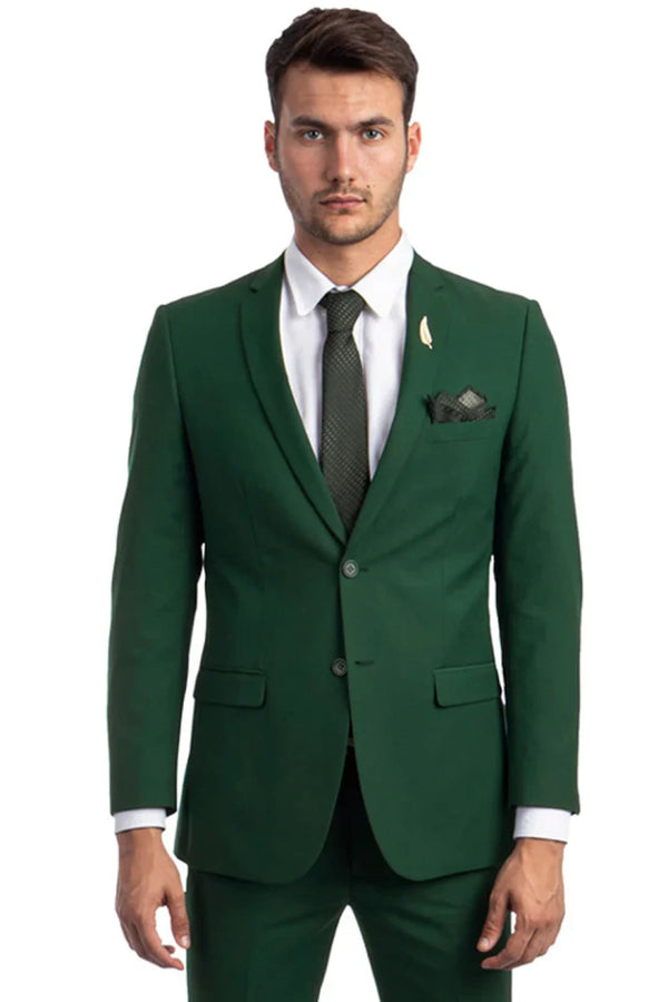Hunter Green Groomsmen Suit for Men & Boys - Perfect for Weddings + Free Tie - Hunter Green / 34Short - Suits