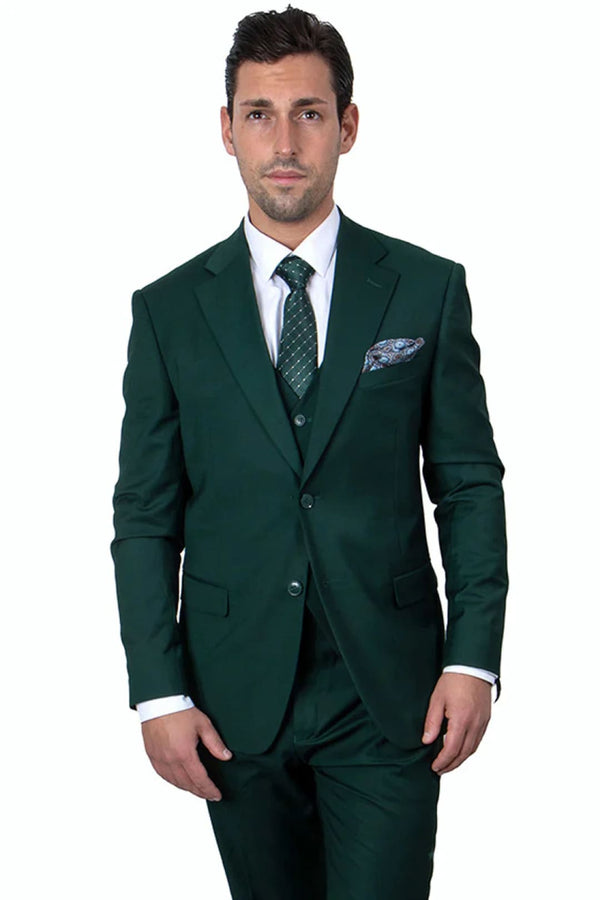 Hunter Green Groomsmen Suit for Men & Boys - Perfect for Weddings + Free Tie - Hunter Green / 36Regular - Suits