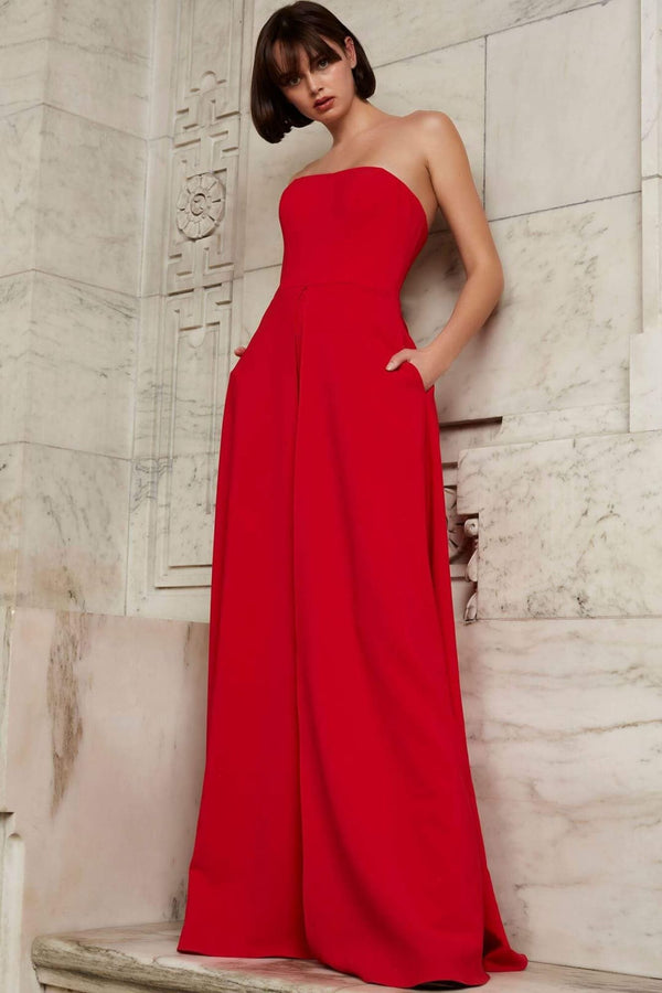 Jovani 03529 - Strapless Wide Leg Formal Evening Jumpsuit with Overlay - Prom