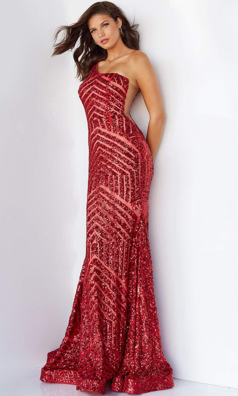 Jovani - 06017 Geometric Sequined Gown - Prom