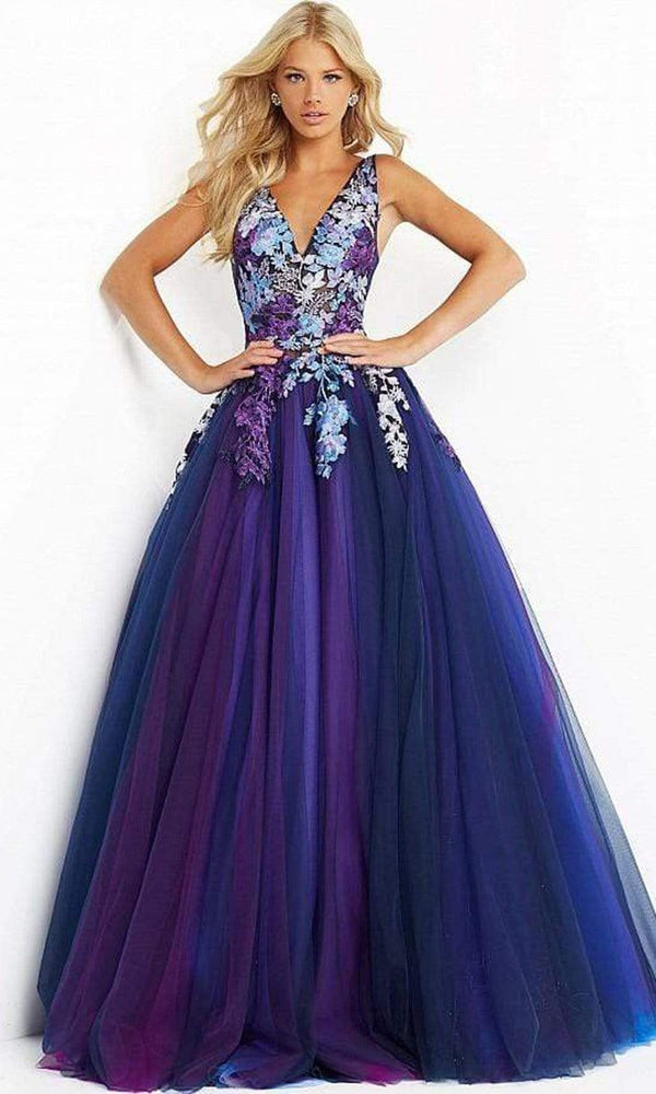 Jovani 06807 - Floral Gradient Embroidered A-Line Gown - Prom
