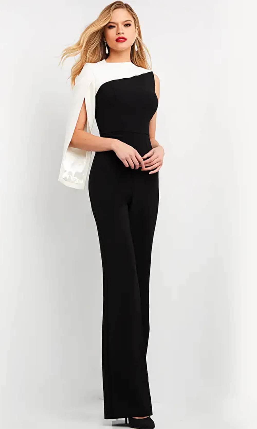 Jovani 06875 - One-Long Sleeve High Neck Jumpsuit - Prom